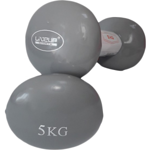 купить Гантели LiveUp Vinyl Dumbbell EGG HEAD 5 кг пара Серые (LS2001-5)