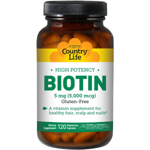 Витамины Country Life High Potency Biotin концентрированный Биотин (В7) 5 мг 120 желатиновых капсул (015794065067) лучшая модель в Ивано-Франковске