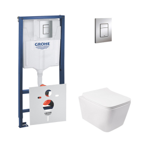 Набір інсталяція 4 в 1 Grohe Rapid SL 38772001 + унітаз з сидінням Qtap Crow QT05335170W ТОП в Івано-Франківську