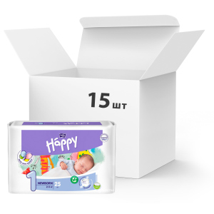 Упаковка детских подгузников Bella Baby Happy Newborn 2-5 кг 15 пачек по 25 шт. (BB-054-NB25-004) ТОП в Ивано-Франковске