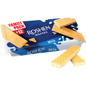 Упаковка вафель Roshen Wafers Молоко 216 г х 24 шт (4823077532839) надійний