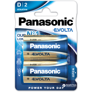 Батарейки Panasonic Evolta лужні D (LR20) блістер, 2 шт (LR20EGE/2BP)