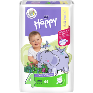 Подгузники детские Bella Baby Happy Green Tea 3D Maxi 8-18 кг 66 шт (5900516602888) в Ивано-Франковске