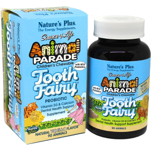 Вітаміни Natures Plus Animal Parade Tooth Fairy пробіотик для здоров'я зубів Ваніль 90 жувальних таблеток (97467299481) в Івано-Франківську