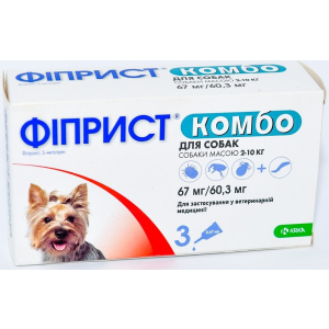 Краплі від бліх та кліщів KRKA Фіприст Комбо на холку 3 піпетки по 0.67 мл для собак масою тіла 2-10 кг (3838989645588) в Івано-Франківську