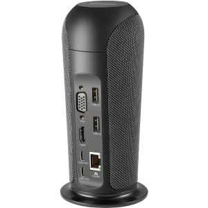 Док-станція 13-в-1 Promate AlphaHub USB-C PD/HDMI/VGA/3xUSB 3.0/USB-C 3.1/RJ45/SD/MicroSD/AUX 3.5 мм/5W динамік Black (alphahub.black) ТОП в Івано-Франківську