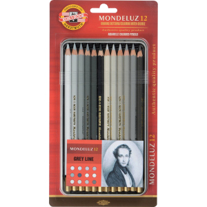 Карандаши цветные акварельные Koh-i-Noor Mondeluz Grey line 12 цветов (3722012010) в Ивано-Франковске