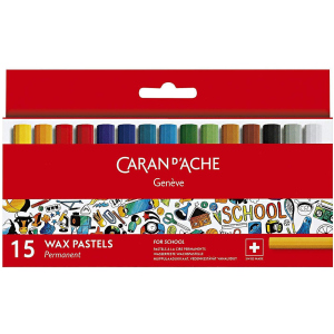 Пастель восковая Permanent Caran d'Ache School Line картонный бокс 15 цветов (7610186238154) ТОП в Ивано-Франковске