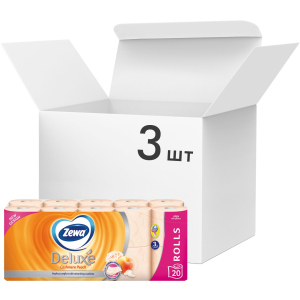 Упаковка туалетного паперу Zewa Deluxe тришаровий аромат Персик 3 шт по 20 рулонів (7322540556131) рейтинг