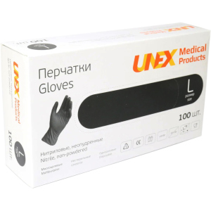 Рукавички нітрилові Unex Medical неопудрені розмір L 100 шт - 50 пар Чорні (4.1002) в Івано-Франківську