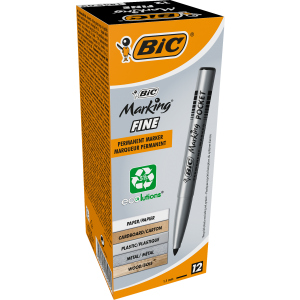 Набір перманентних маркерів BIC Marking Fine ECO 1.1 мм 12 шт Чорних (3086121445095) ТОП в Івано-Франківську