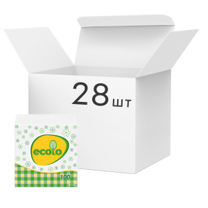 Упаковка салфеток сервировочных Ecolo 1 слой 24х24 см 100 шт Белые 28 пачек (4820202890270) в Ивано-Франковске