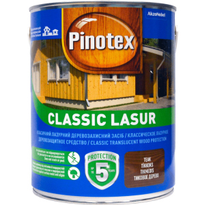 Лазур Pinotex Classic Lasur - матове алкідне просочення для дерева, блакитне, з декоративним ефектом, безбарвне, BC, 3 л (5308843) в Івано-Франківську