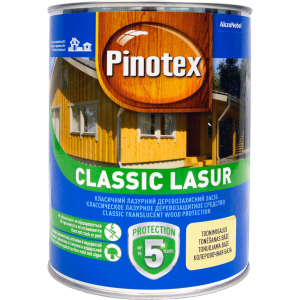 Лазурь Pinotex Classic Lasur - матовая алкидная пропитка для дерева, лазурная, с декоративным эффектом, красное дерево, 1 л (5301548)