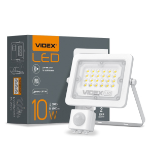 LED прожектор VIDEX F2e 10W 5000K с датчиком движения и освещенности лучшая модель в Ивано-Франковске