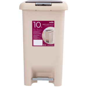 Ведро для мусора MVM с крышкой и педалью BIN-01 10л Бежевое (BIN-01 10L BEIGE) в Ивано-Франковске