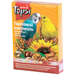Упаковка корму для дрібних та середніх папуг Topsi Горіховий коктейль 550 г 16 шт (14820122208237) краща модель в Івано-Франківську