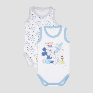 Боді-майка Disney Mickey Mouse MC13888 62-68 см 2 шт Біла з блакитним (8691109721747) краща модель в Івано-Франківську