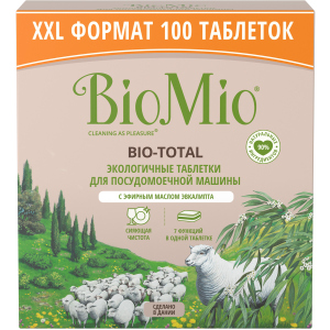 Таблетки для посудомийної машини BioMio Bio-Total 7 в 1 з маслом евкаліпту 100 шт (4603014015945) ТОП в Івано-Франківську