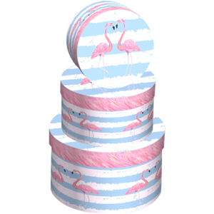 Набір подарункових коробок Ufo Flamingo картонних 3 шт Рожево-блакитних (2247-SY359 Набір 3 шт FLAMINGO к) краща модель в Івано-Франківську