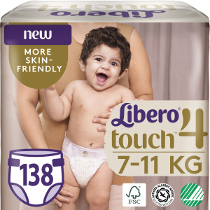 Підгузки Libero Touch 4 7-11 кг одноразові 138 шт (7322541430690) краща модель в Івано-Франківську