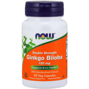 Натуральна добавка Now Foods Гінкго Білоба, Ginkgo Biloba, Double Strength, 120 мг, 50 капсул (733739046826) краща модель в Івано-Франківську