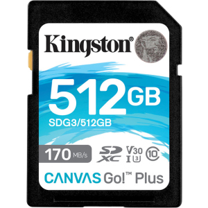 Kingston SDXC 512GB Canvas Go! Plus Class 10 UHS-I U3 V30 (SDG3/512GB) лучшая модель в Ивано-Франковске