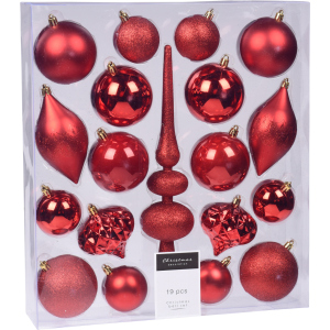 Набор елочных игрушек Christmas Decoration 19 штук Красный (CAN214920) лучшая модель в Ивано-Франковске