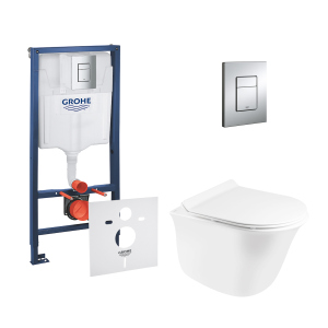 Набор инсталляция 4 в 1 Grohe Rapid SL 38772001 + унитаз с сиденьем Qtap Virgo QT1833051ERW лучшая модель в Ивано-Франковске