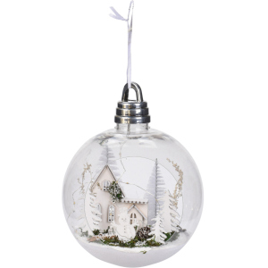 Ялинкова куля Christmas Decoration 20 см з підсвічуванням (CAA115200_білі ялинки) краща модель в Івано-Франківську