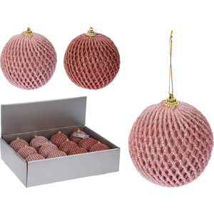 Набір ялинкових куль Christmas Decoration 8 см 12 шт рожевий (CAA126440) краща модель в Івано-Франківську