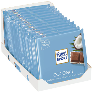 Упаковка молочного шоколаду Ritter Sport з начинкою кокосово-молочний крем 12 шт х 100 г (4000417298607) краща модель в Івано-Франківську