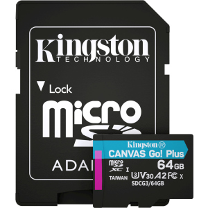 Kingston MicroSDXC 64GB Canvas Go! Plus Class 10 UHS-I U3 V30 A2 + SD-адаптер (SDCG3/64GB) ТОП в Івано-Франківську