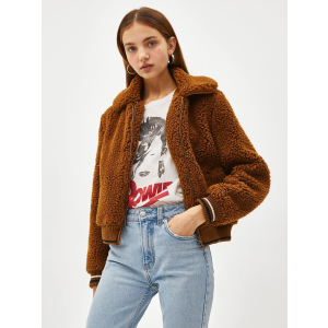 Кожушки Bershka XAZ152755BYFP XS Темно-коричневий (DD8000004547350) ТОП в Івано-Франківську