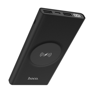 Power Bank HOCO J37 Wisdom с беспроводной зарядкой 10000 mAh Чёрный лучшая модель в Ивано-Франковске