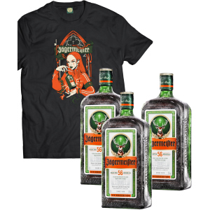 Лікер Jagermeister 0.7 л 35% 3 пляшки (+ексклюзивна футболка) (DESIGN 3) p.XL (4067700013018_G_XL) в Івано-Франківську