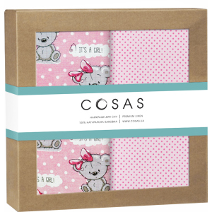 Набор пеленок Cosas Бязь Girl Bear Rose Dots Malina 80 х 100 2 шт (4822052074626) лучшая модель в Ивано-Франковске