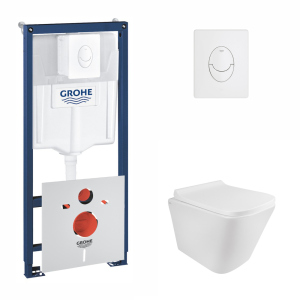 Набор инсталляция 4 в 1 Grohe Rapid SL 38722001 + унитаз с сиденьем Qtap Tern QT1733052ERW