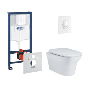 Набір інсталяція 4 в 1 Grohe Rapid SL 38722001 + унітаз з сидінням Qtap Gemini QT25332614EW