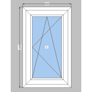 Окно металлопластиковое Rehau Synego 80 mm 1-створчатое поворотно-откидное, фурнитура Siegenia, 600х1000 мм, белое лучшая модель в Ивано-Франковске