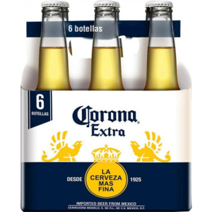 Упаковка пива Corona Extra світле пастеризоване 4.5% 0.33 л х 6 шт (7501064199851)