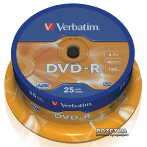 Verbatim DVD-R 4,7 GB 16x Cake 25 шт (43522) лучшая модель в Ивано-Франковске