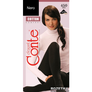 Колготки Conte из хлопка Cotton 450 Den 4 р Nero -4811473081146 лучшая модель в Ивано-Франковске