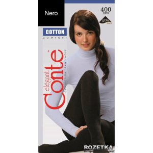 Колготки Conte из хлопка Cotton 400 Den 3 р Nero -4811473020398 ТОП в Ивано-Франковске