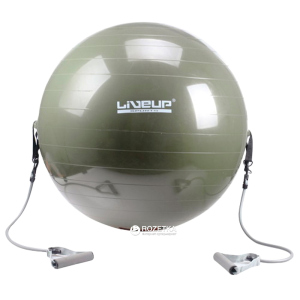 Мяч для фитнеса LiveUP с эспандером 65 см Green (LS3227) в Ивано-Франковске
