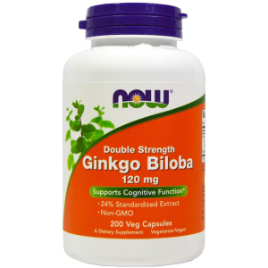 Натуральна добавка Now Foods Гінкго Білоба, Ginkgo Biloba, Double Strength, 120 мг, 200 капсул (733739046819)