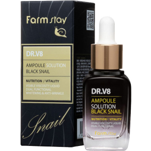 Сыворотка для лица FarmStay Dr-V8 Ampoule Solution Black Snail Ампульная с муцином черной улитки 30 мл (8809595050818) в Ивано-Франковске