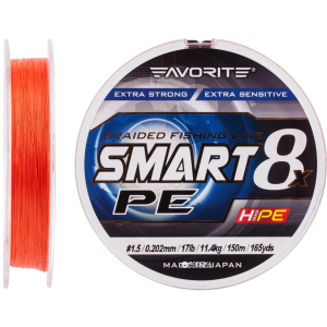 Шнур Favorite Smart PE 8x 150 м # 1.5/0.202 мм 11.4 кг Червоно-жовтогарячий (16931084) ТОП в Івано-Франківську