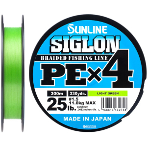 Шнур Sunline Siglon PE х4 300 м # 1.5/0.209 мм 11 кг Салатовый (16580941) в Ивано-Франковске