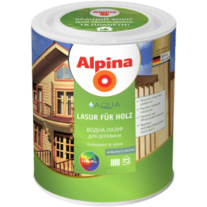 Лазур Alpina Aqua Lasur Fur Holz шовковисто-матовий 0.75 л Прозорий (930375) ТОП в Івано-Франківську